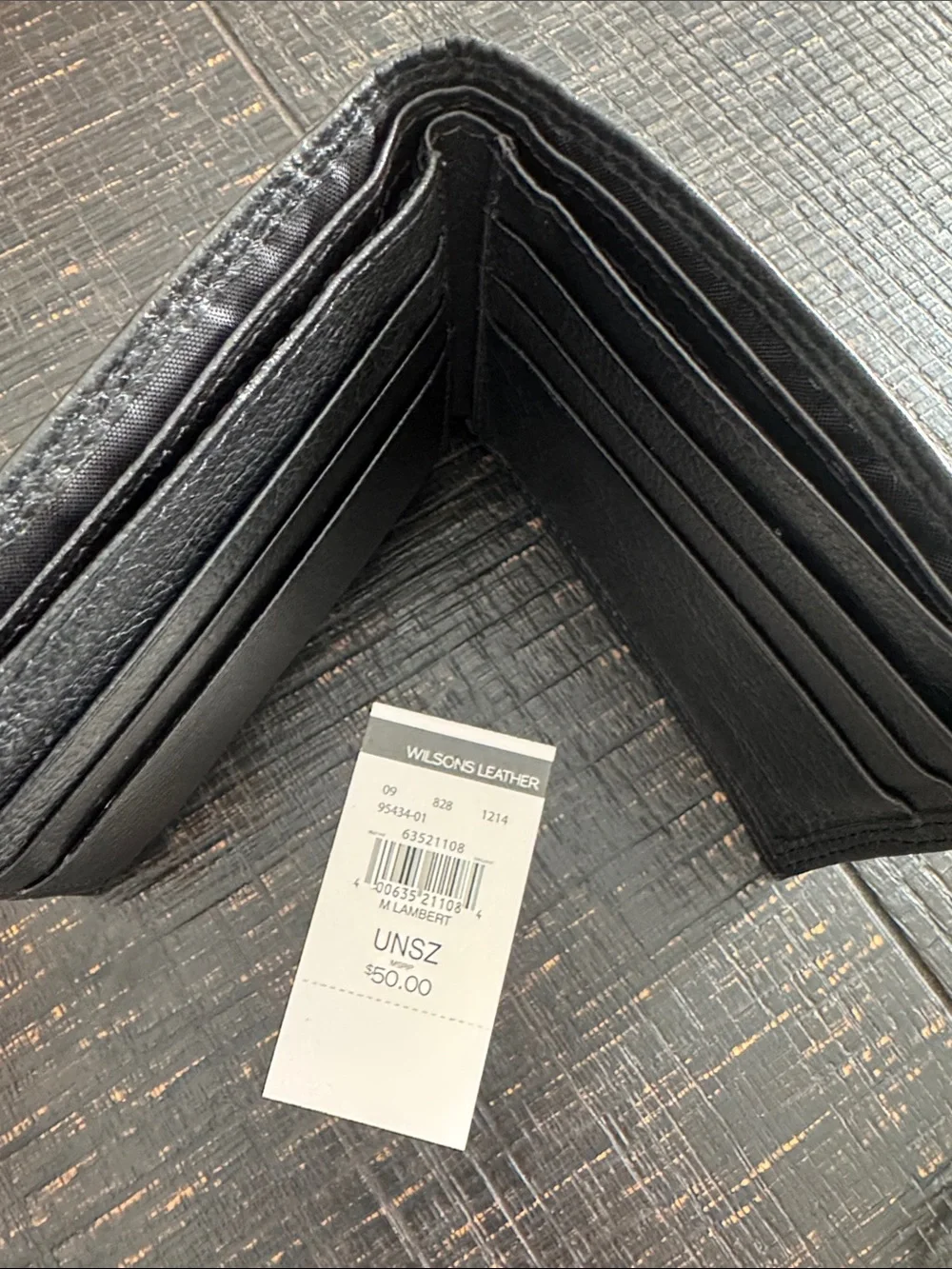 Wilsons Leather Black Genuine Leather Bi-Fold Wallet with Tag